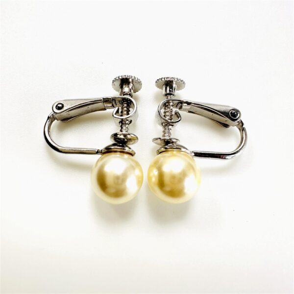 0918-Bông tai nữ-Silver plated and faux pearl clip on earrings-Như mới1
