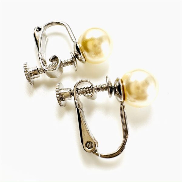 0918-Bông tai nữ-Silver plated and faux pearl clip on earrings-Như mới2