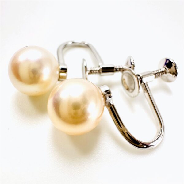 0919-Bông tai nữ-Silver and pearl screw back studs earrings-Như mới2