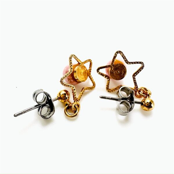 0923-Bông tai nữ-Gold plated Stars and pink gemstone earrings-Mới/chưa sử dụng3