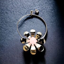 0925-Bông tai nữ-Flower Rhodium & Gold plated earrings-Chưa sử dụng
