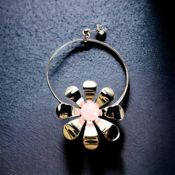 0925-Bông tai nữ-Flower Rhodium & Gold plated earrings-Chưa sử dụng0