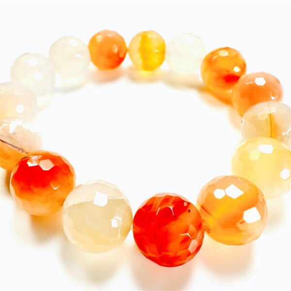 0929-Vòng tay nam/nữ-Orange shades of Agate gemstone 14mm bracelet-Như mới1