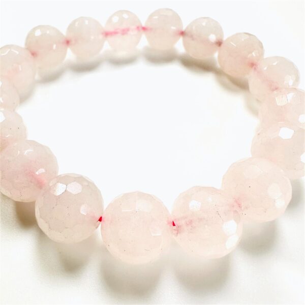 0930-Vòng tay nữ-Rose quartz crystal 12mm faceted bracelet-Như mới1