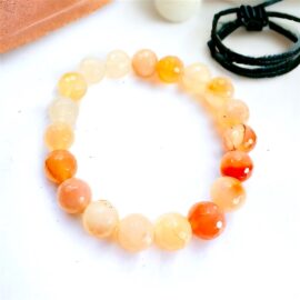 0931-Vòng tay nữ/nam-Orange shades of Agate gemstone 10.5mm bracelet-Như mới