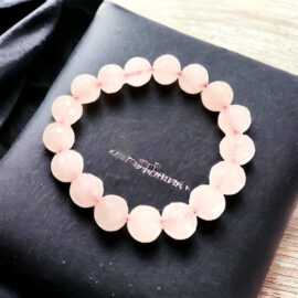 0930-Vòng tay nữ-Rose quartz crystal 12mm faceted bracelet-Như mới