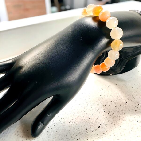 0931-Vòng tay nữ/nam-Orange shades of Agate gemstone 10.5mm bracelet-Như mới2