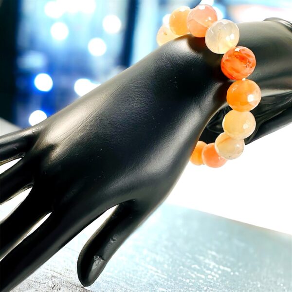 0929-Vòng tay nam/nữ-Orange shades of Agate gemstone 14mm bracelet-Như mới2