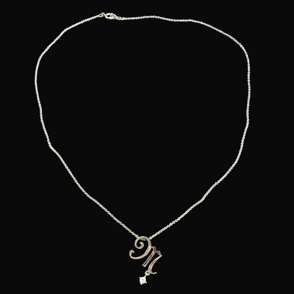 0875-Dây chuyền nữ-White Clover M letter silver necklace-Gần như mới2