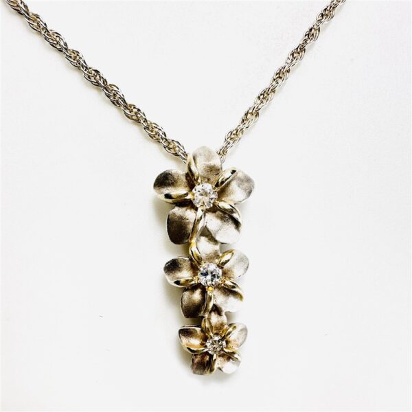 0772-Dây chuyền nữ-Alpha Star Italy Silver 925 triple plumeria necklace-Khá mới1
