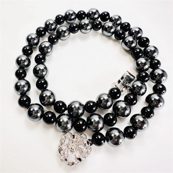 0860-Dây chuyền nữ-Black Onyx & Hematite gemstone necklace-Khá mới3