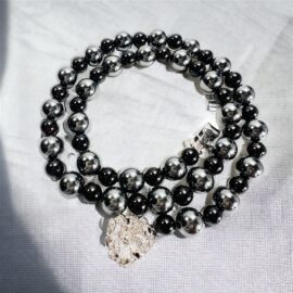 0860-Dây chuyền nữ-Black Onyx & Hematite gemstone necklace-Khá mới