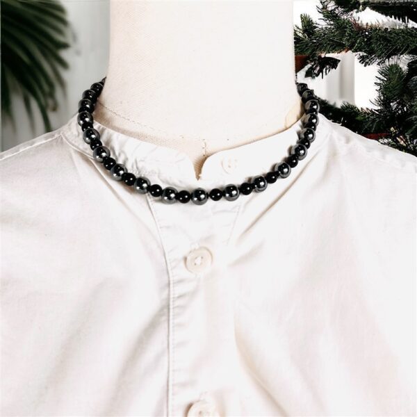0860-Dây chuyền nữ-Black Onyx & Hematite gemstone necklace-Khá mới2