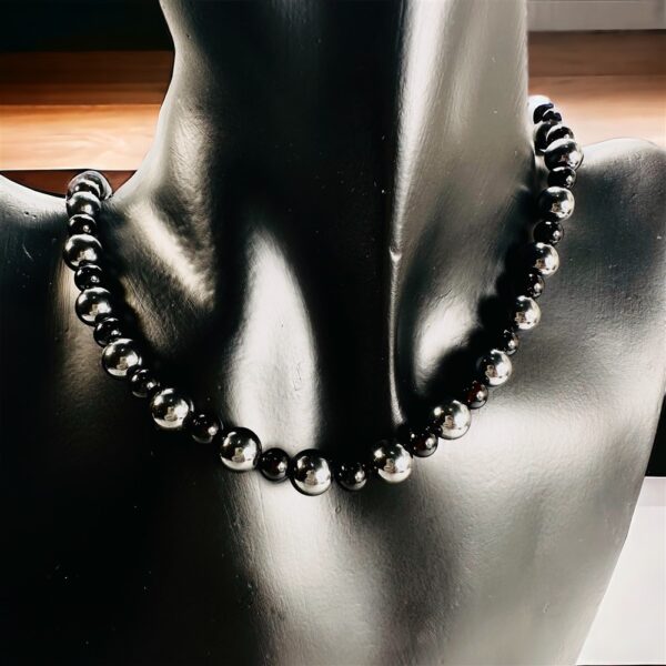 0860-Dây chuyền nữ-Black Onyx & Hematite gemstone necklace-Khá mới1
