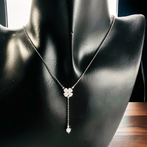 0877-Dây chuyền nữ-Four leaf clover cubic zirconia necklace-Như mới7