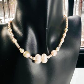 0844-Dây chuyền nữ-Natural Mixed Freshwater Baroque Pearl necklace-Như mới