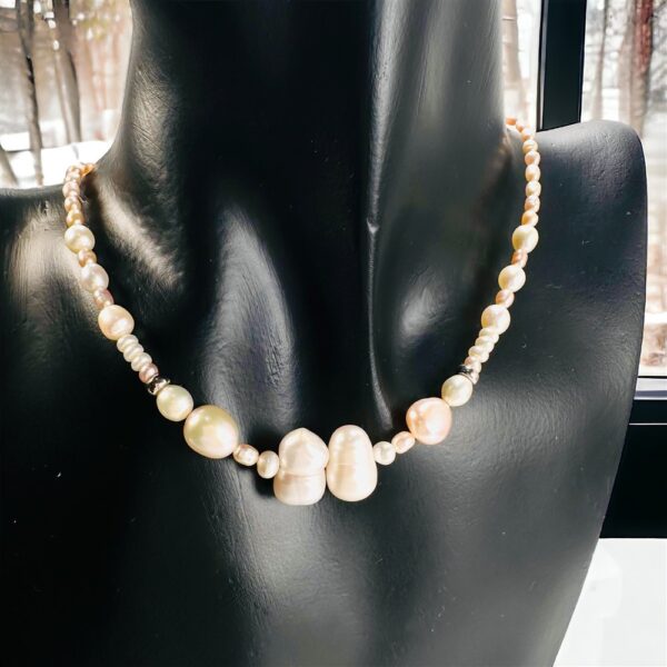 0844-Dây chuyền nữ-Natural Mixed Freshwater Baroque Pearl necklace-Như mới0