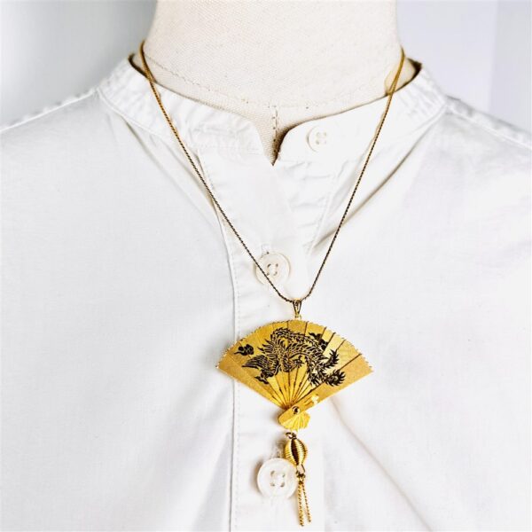 0803-Dây chuyền nữ-Gold color Japanese fan necklace1