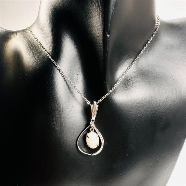 0777-Dây chuyền nữ-Opal & silver necklace-Khá mới1