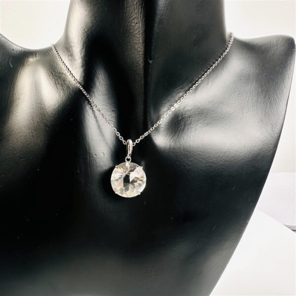 0798-Dây chuyền nữ-Clear quartz silver plated necklace-Khá mới1