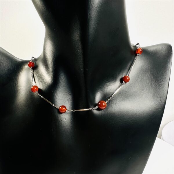 0835-Dây chuyền nữ-Silver color & red gemstone necklace1