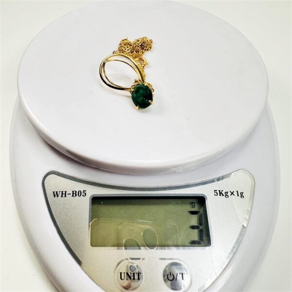 0791-Dây chuyền nữ-Gold color & green crystal teardrop necklace7