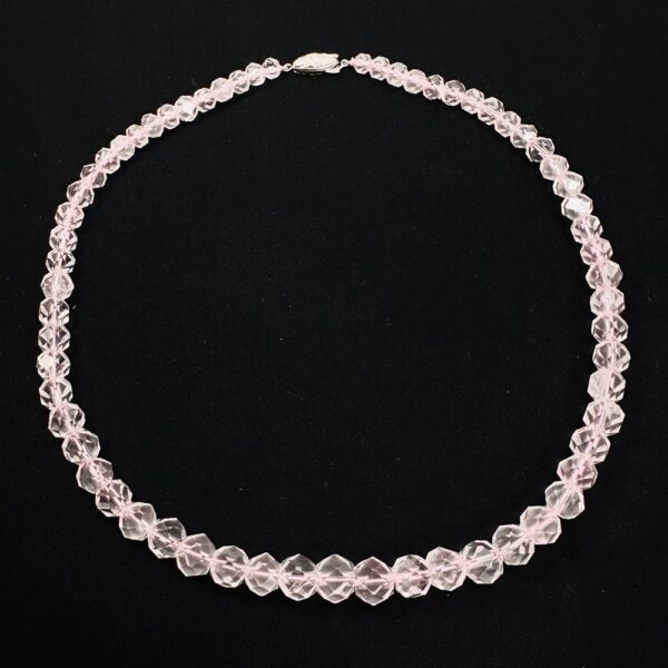 0852-Dây chuyền nữ-Faceted Rose Quartz gemstone necklace-Khá mới2