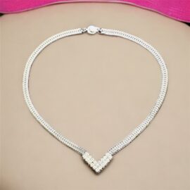 0817-Dây chuyền nữ-Stainless & Rhinestone V shape necklace-Khá mới