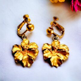 0892-Bông tai nữ-Hawaiian flower gold plated clip earrings-Khá mới