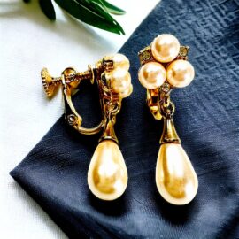 0989-Bông tai nữ-Gold plated & faux pearl clip earrings-Khá mới