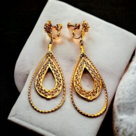0889-Bông tai nữ-Gold plated Teardrop clip earrings-Như mới