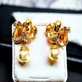 0917-Bông tai nữ-Gold plated & faux pearl clip earrings-Khá mới