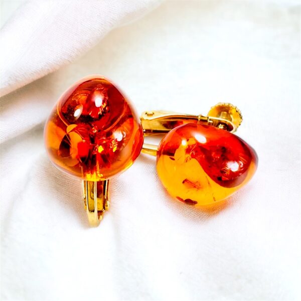 0894-Bông tai nữ-Gold plated and Amber clip on Earrings-Như mới0