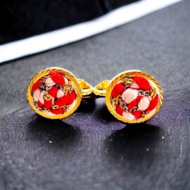 0906-Bông tai nữ-Gold plated and cloth clip earrings-Như mới