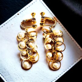 0893-Bông tai nữ-MELODY gold plated and faux pearl clip earrings-Khá mới