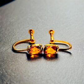 0915-Bông tai nữ-Citrine gemstone gold plated earrings-Khá mới