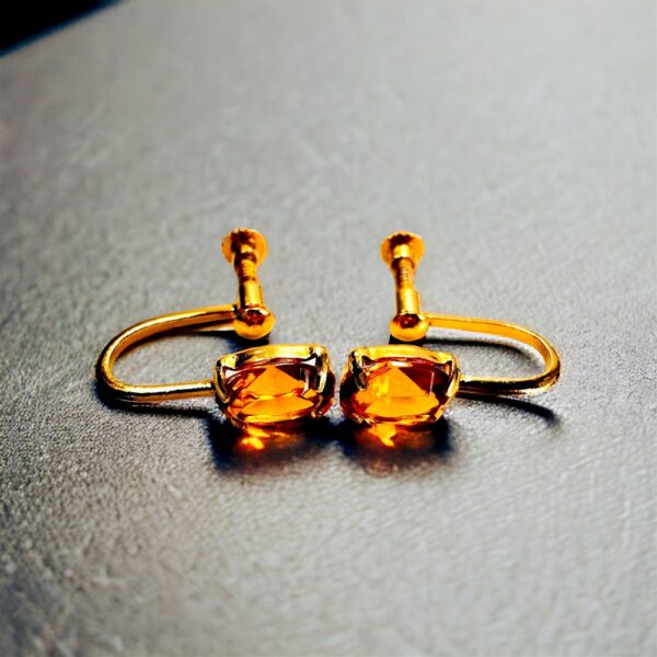 0915-Bông tai nữ-Citrine gemstone gold plated earrings-Khá mới0