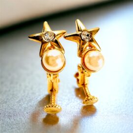 0898-Bông tai nữ-Gold plated and faux pearl clip earrings-Như mới