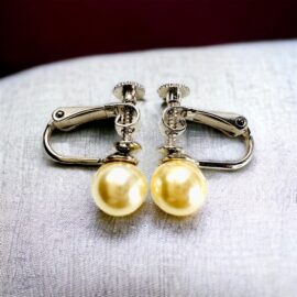 0918-Bông tai nữ-Silver plated and faux pearl clip on earrings-Như mới