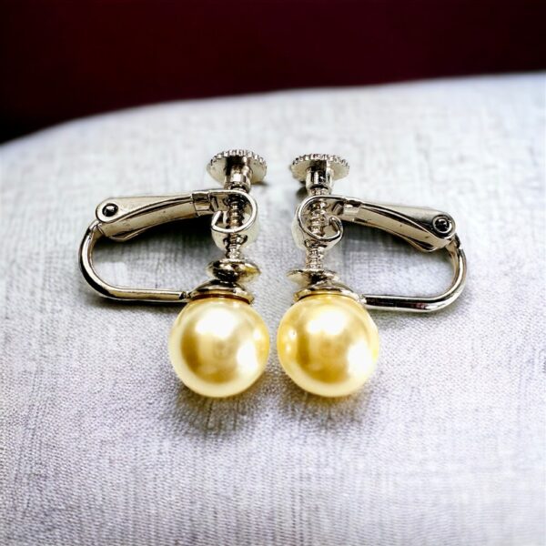 0918-Bông tai nữ-Silver plated and faux pearl clip on earrings-Như mới0