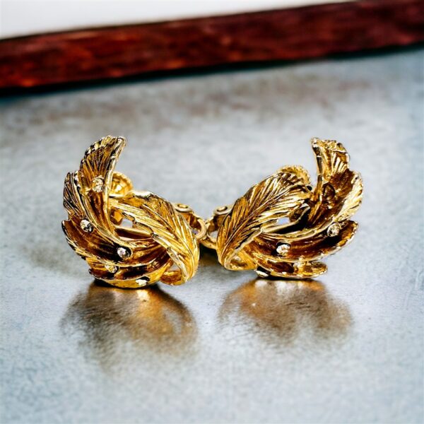 0788-Bông tai nữ-Gold plated leafs clip on earrings-Đã sử dụng0