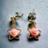 0923-Bông tai nữ-Gold plated Stars and pink gemstone earrings-Mới/chưa sử dụng0