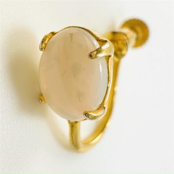 0897-Bông tai nữ-White Agate gemstone gold plated earrings-Khá mới6
