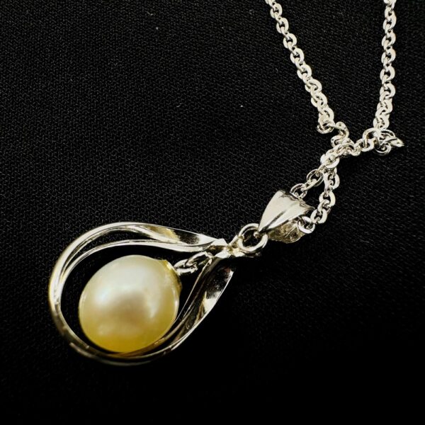 0773-Dây chuyền nữ-Silver and pearl necklace-Khá mới5