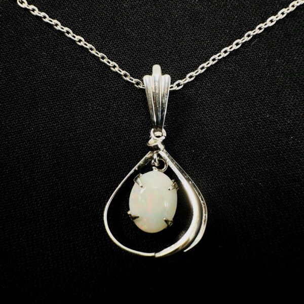 0777-Dây chuyền nữ-Opal & silver necklace-Khá mới4