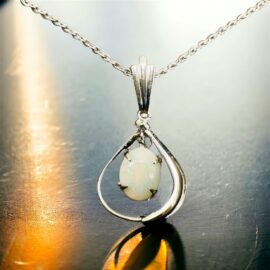 0777-Dây chuyền nữ-Opal & silver necklace-Khá mới
