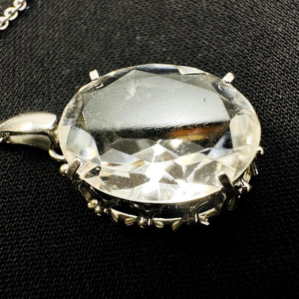 0775-Dây chuyền nữ-Clear quartz Silver necklace-Khá mới5