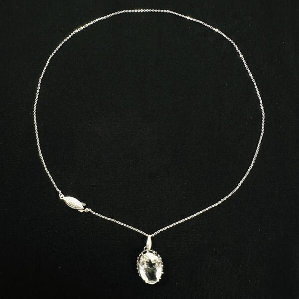 0775-Dây chuyền nữ-Clear quartz Silver necklace-Khá mới2
