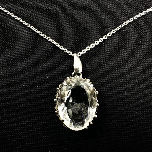 0775-Dây chuyền nữ-Clear quartz Silver necklace-Khá mới3