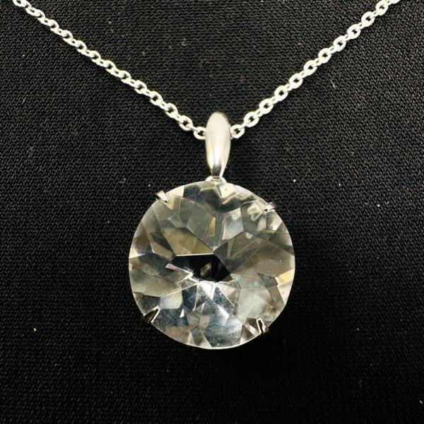 0798-Dây chuyền nữ-Clear quartz silver plated necklace-Khá mới2
